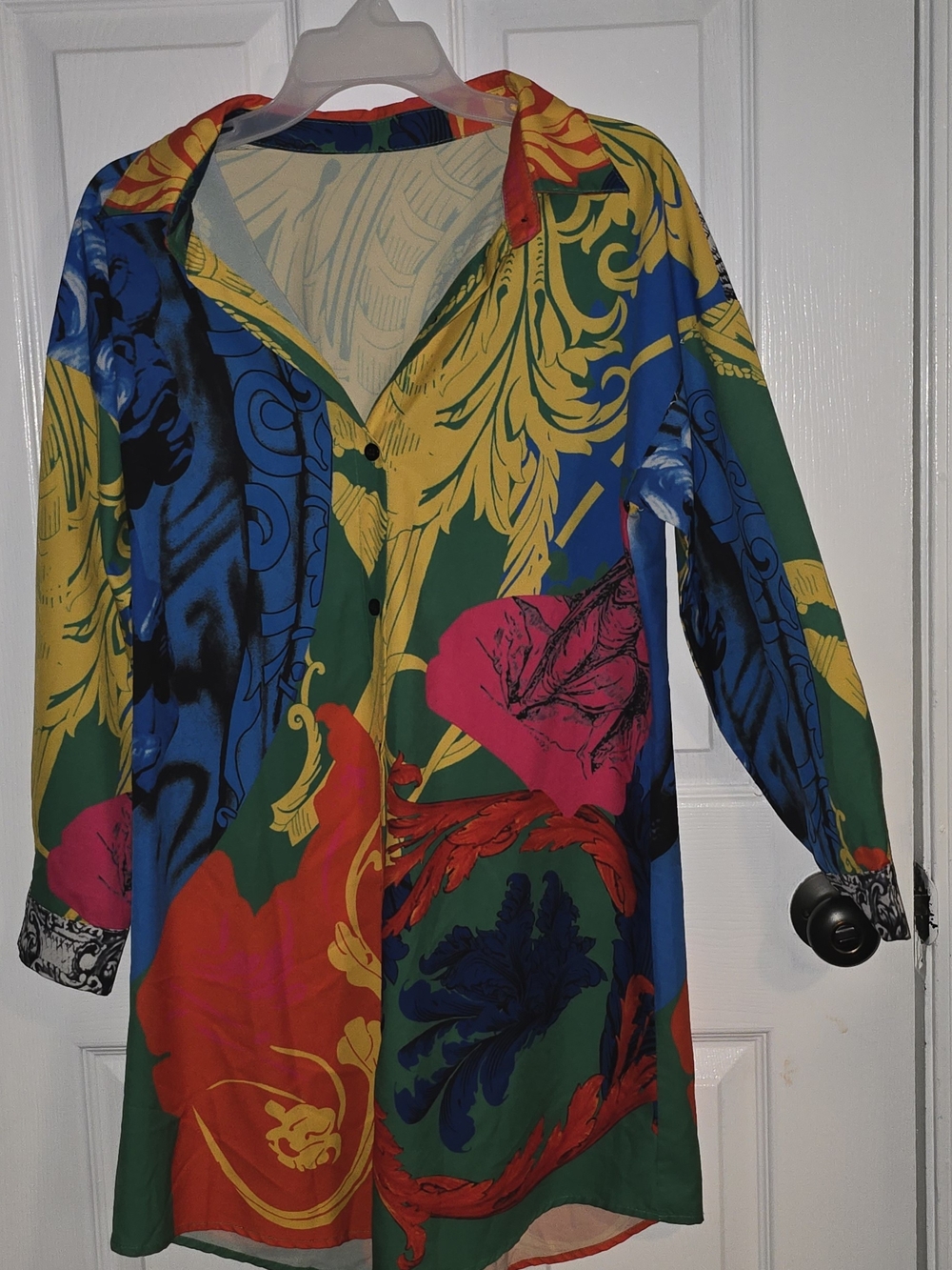 Colorful Floral Button-Front Swim Coverup - Multicolor